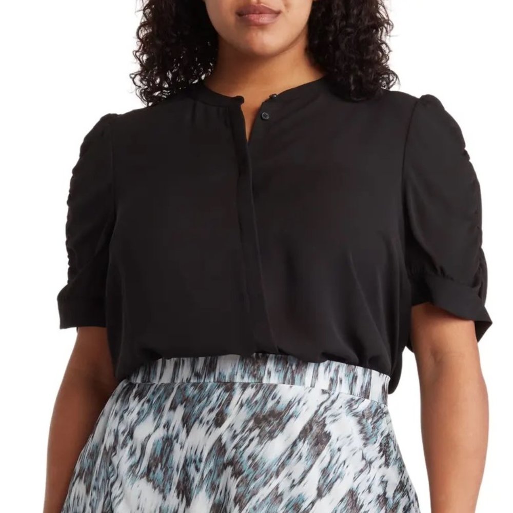 T Tahari Shirred Sleeve Blouse - 2X NWT